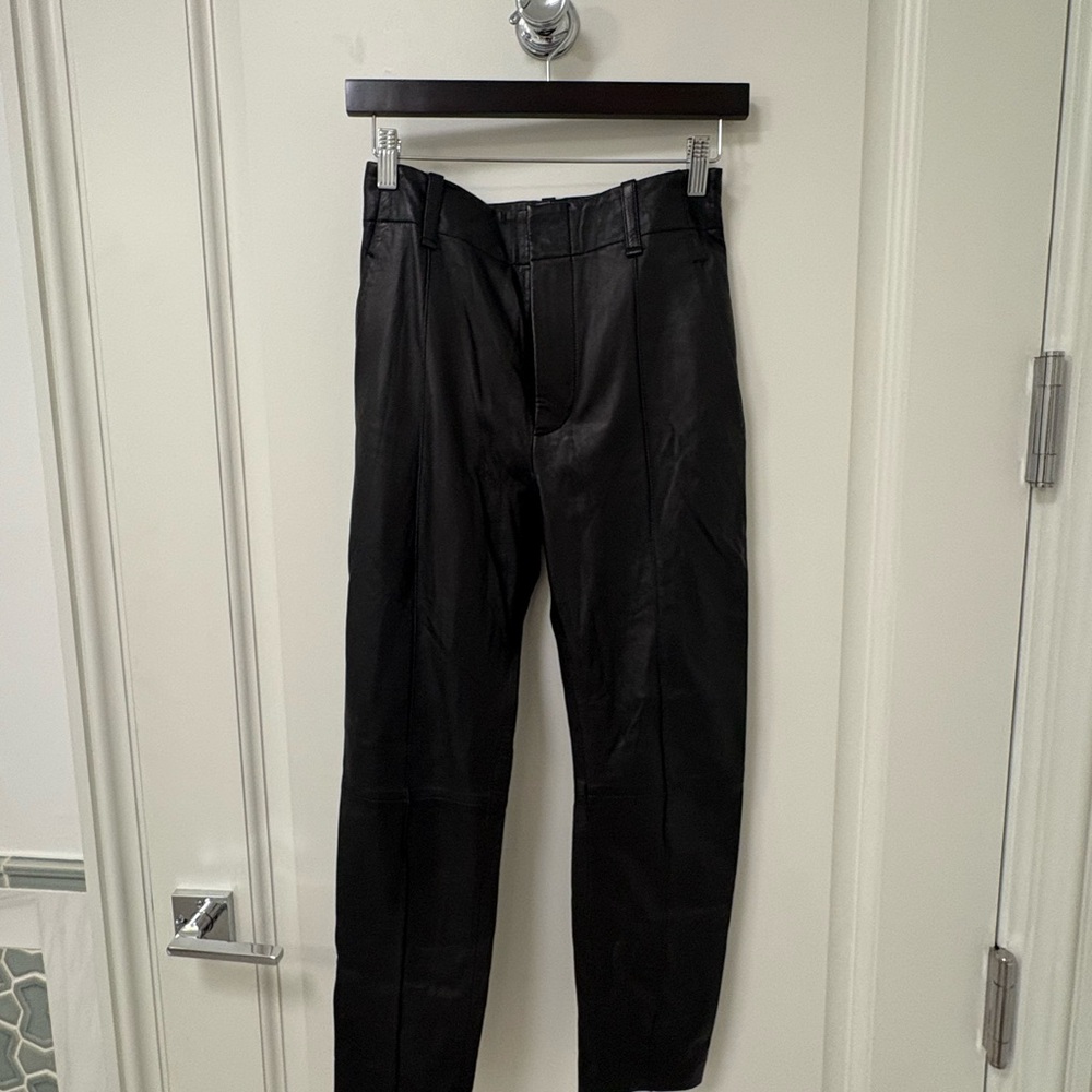 Vince Black Leather Trousers Excellent Condition